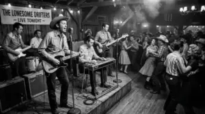 Band performing in dance hall